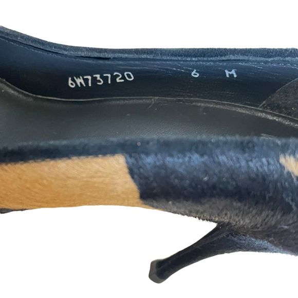 Stuart Weitzman Tan & Black Holstein Calf Hair Suede trim Round Toe Stiletto Hee - Picture 8 of 11